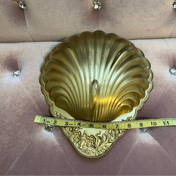 Brasscrafters American Family Large Vintage Brass Shell Serving Tray Gold - Picture 10 of 13